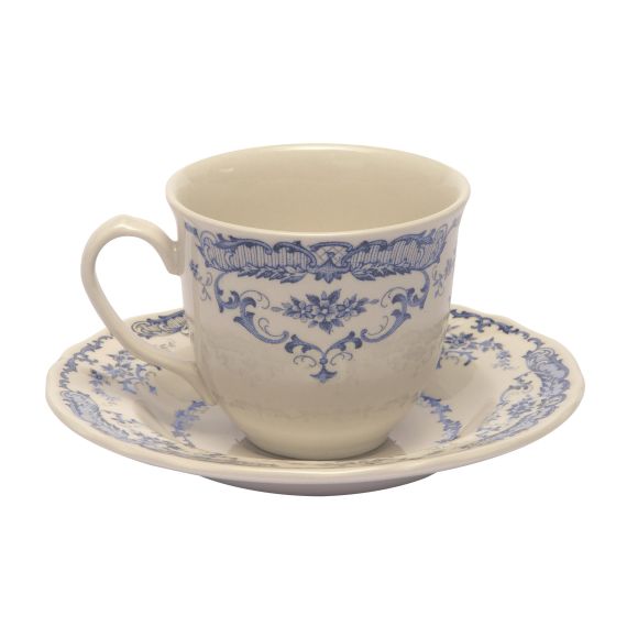 Чайная пара h 7,5  d 8,5 см, h 2,4  d 15 см, цвет декора синий, Bitossi