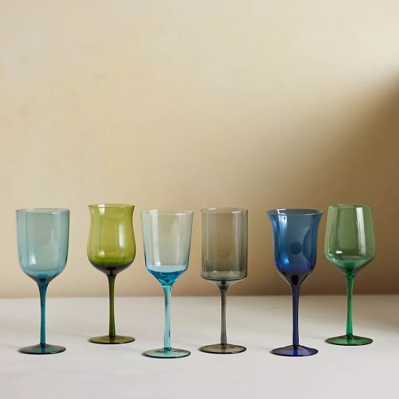 Набор из 6-ти бокалов разной формы BLUE/GREEN, Bitossi, изображение 2